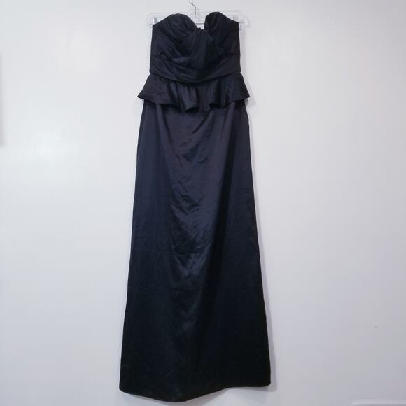 AMSALE Satin Peplum Strapless Long Gown Evening Dress Sweetheart Neckline - Picture 1 of 12